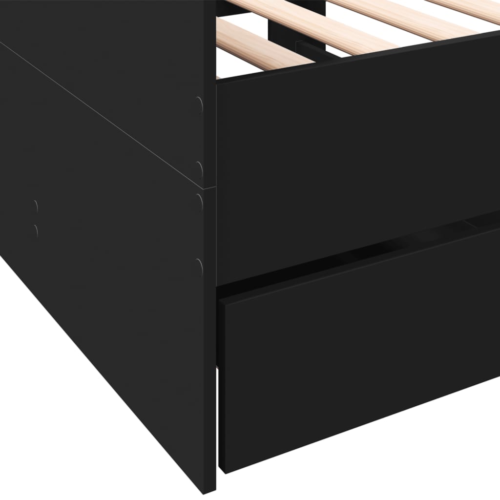 Daybed with Drawers without Mattress Black 75x190 cm Small Single