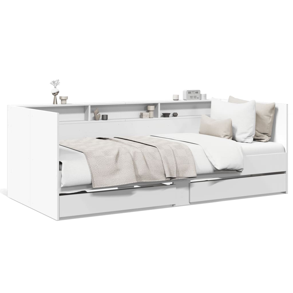 vidaXL Daybed with Drawers without Mattress White 100x200 cm