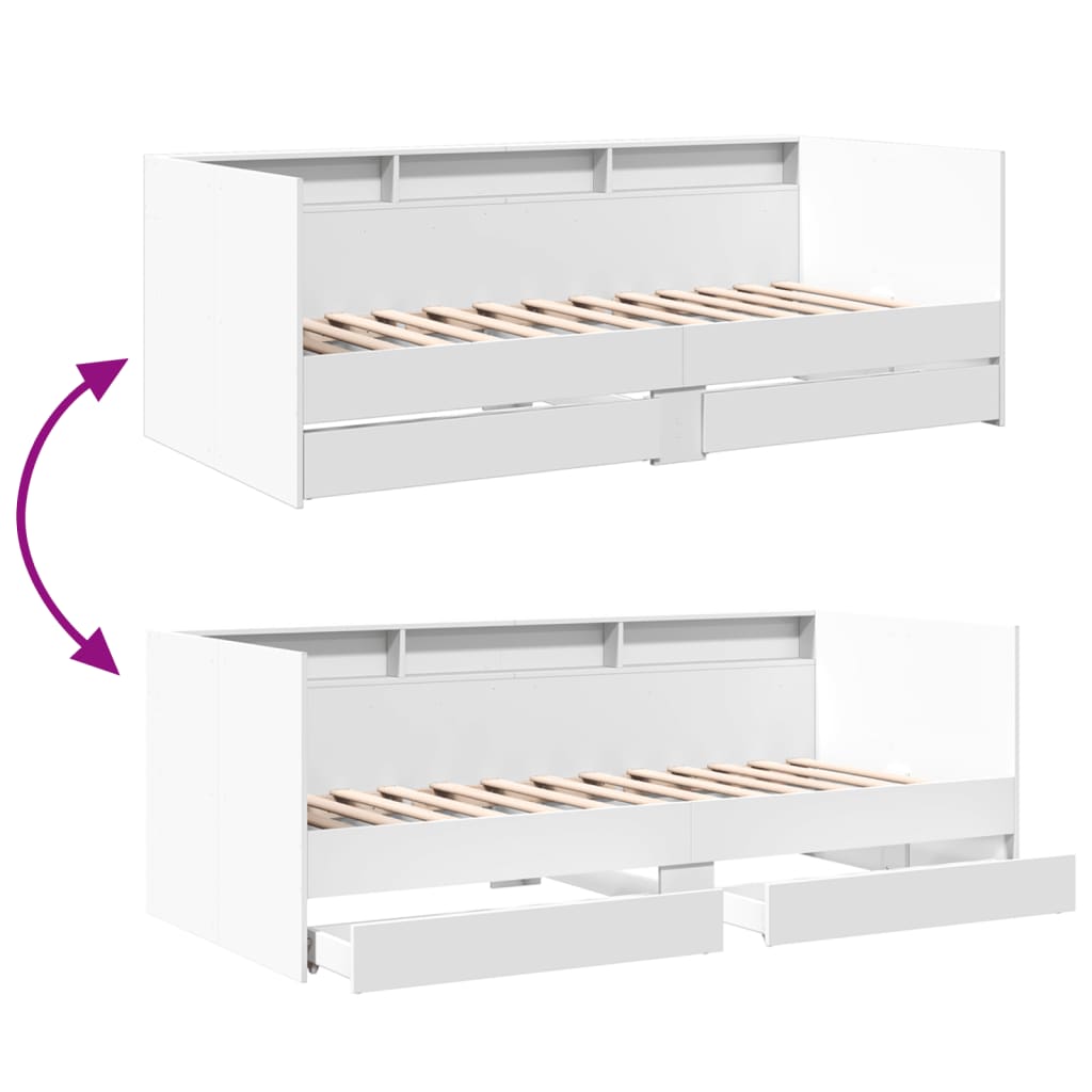 vidaXL Daybed with Drawers without Mattress White 100x200 cm