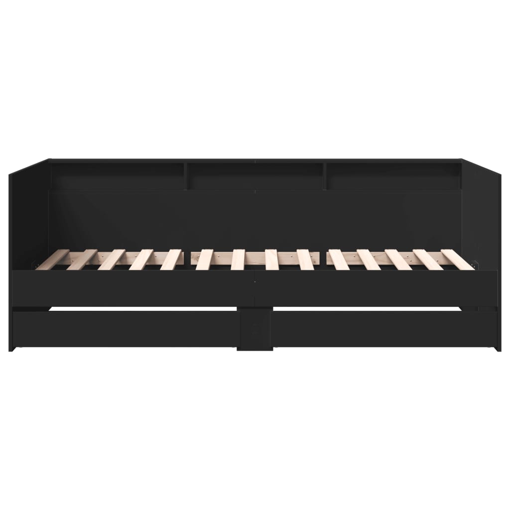 vidaXL Daybed with Drawers without Mattress Black 100x200 cm