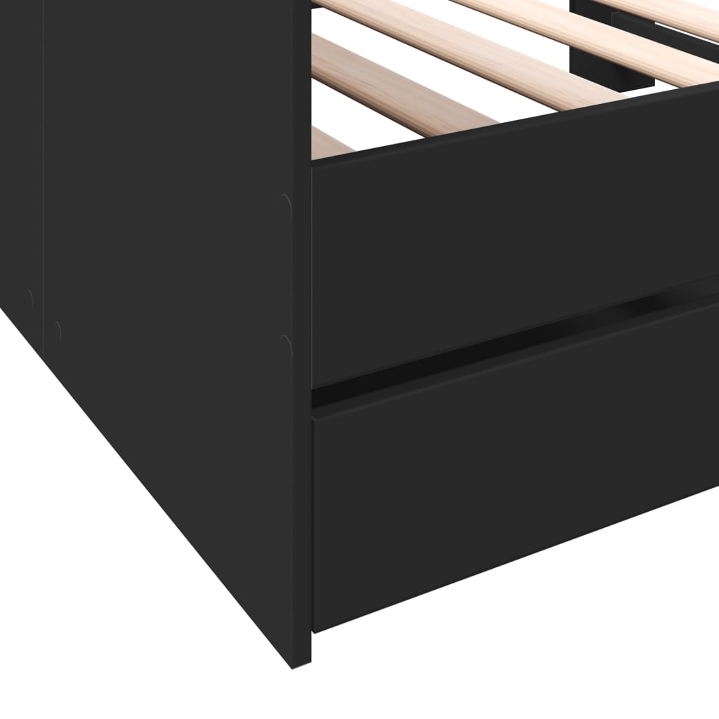 vidaXL Daybed with Drawers without Mattress Black 100x200 cm