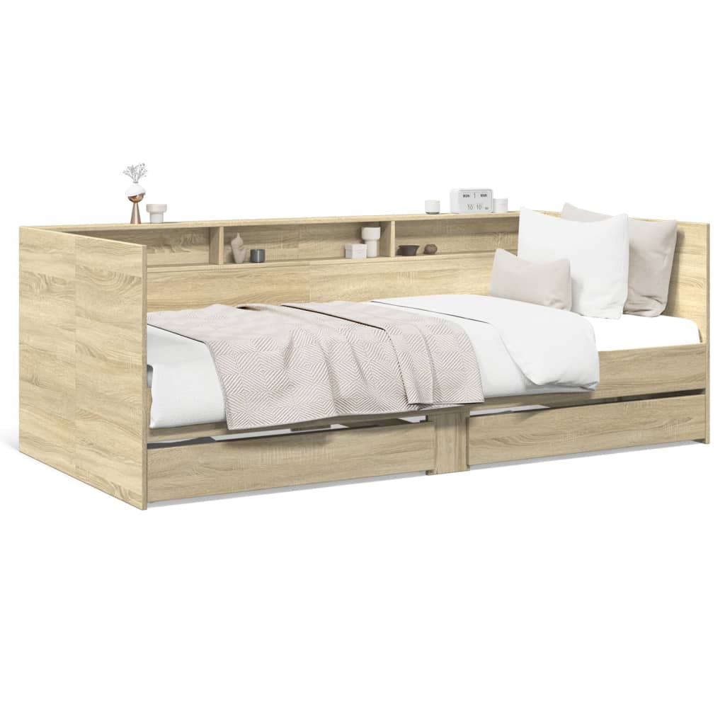 vidaXL Daybed with Drawers without Mattress Sonoma Oak 100x200 cm