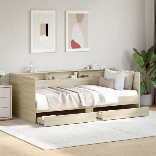 vidaXL Daybed with Drawers without Mattress Sonoma Oak 100x200 cm