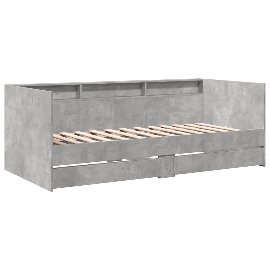 vidaXL Daybed with Drawers without Mattress Concrete Grey 100x200 cm