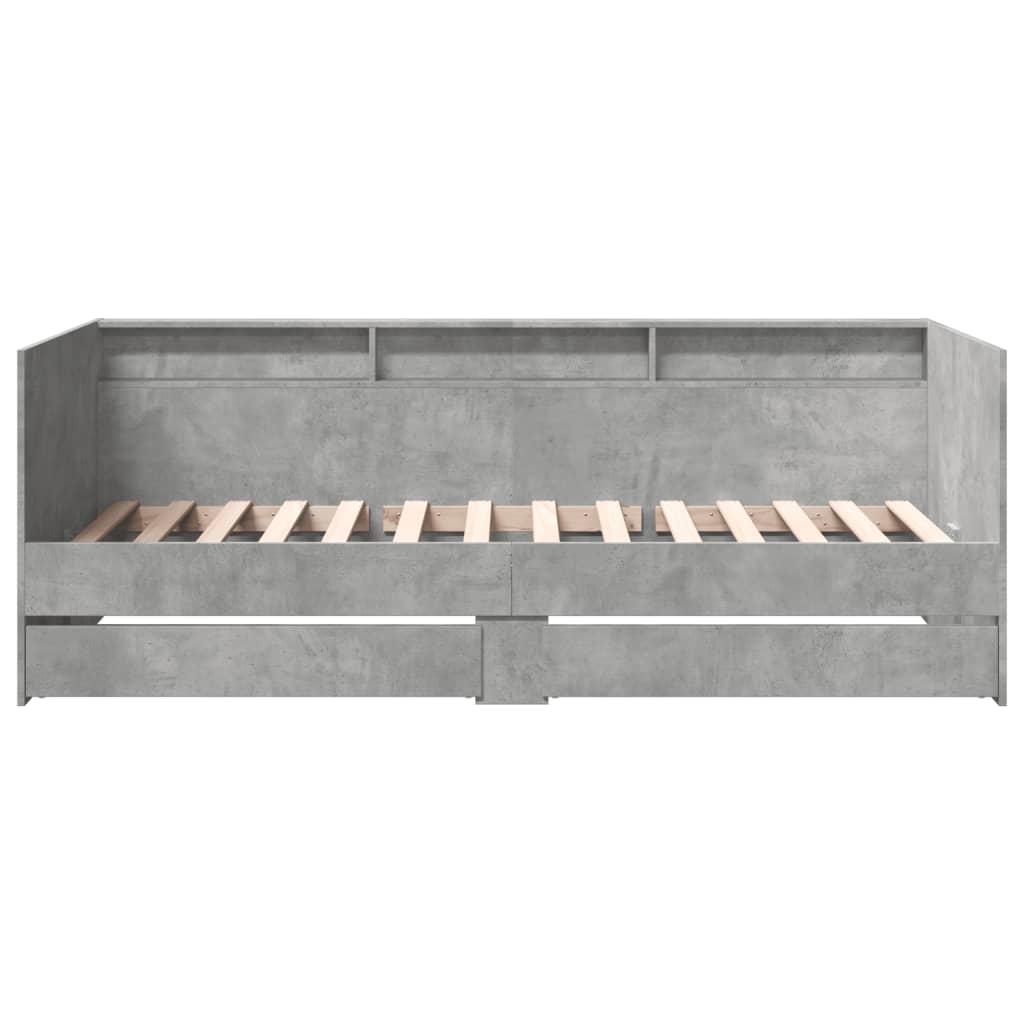 vidaXL Daybed with Drawers without Mattress Concrete Grey 100x200 cm