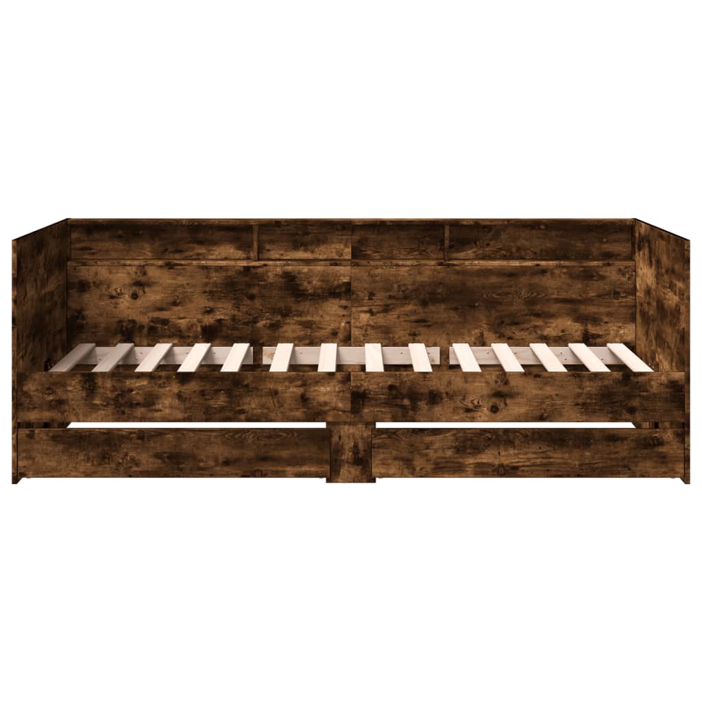 vidaXL Daybed with Drawers without Mattress Smoked Oak 100x200 cm