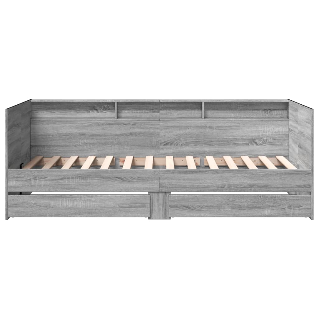 vidaXL Daybed with Drawers without Mattress Grey Sonoma 100x200 cm