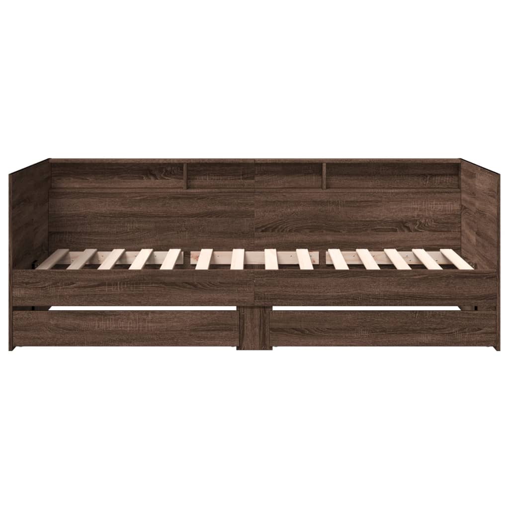 vidaXL Daybed with Drawers without Mattress Brown Oak 100x200 cm