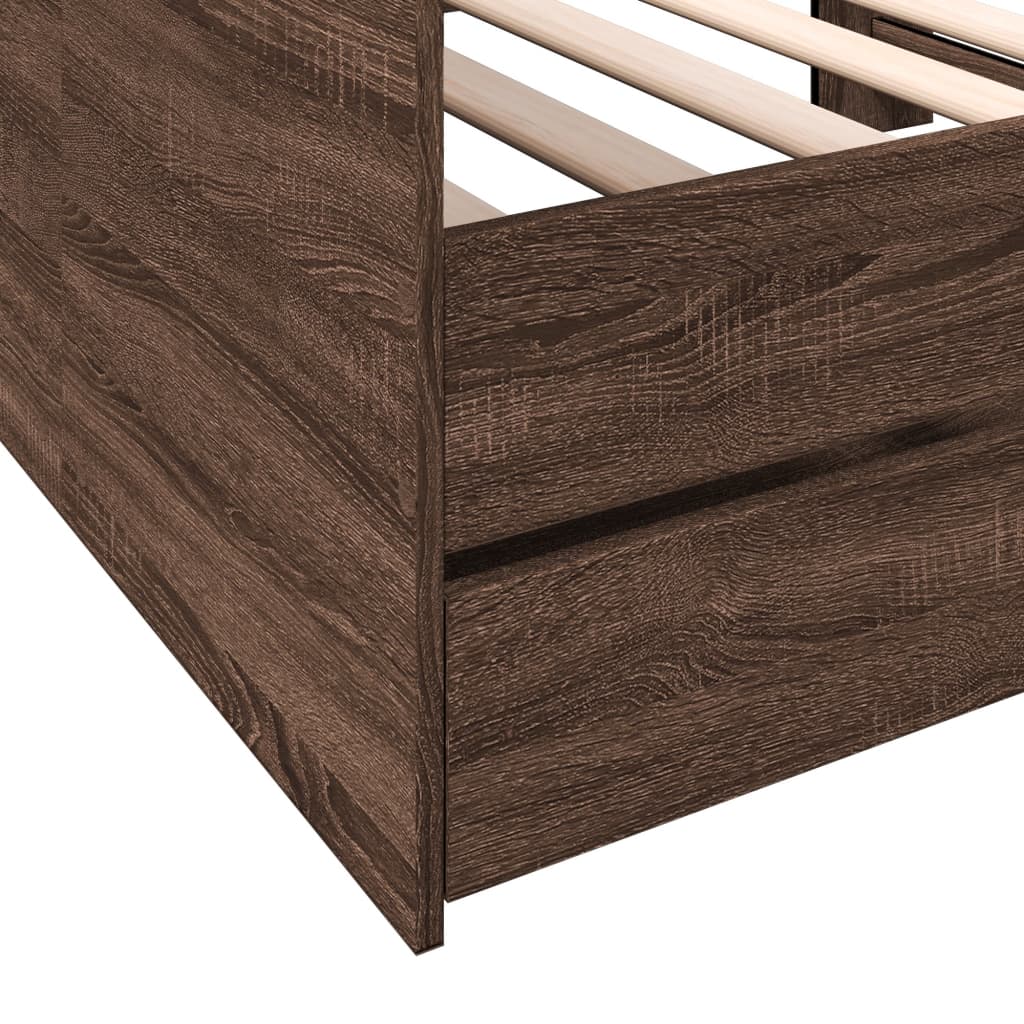 vidaXL Daybed with Drawers without Mattress Brown Oak 100x200 cm