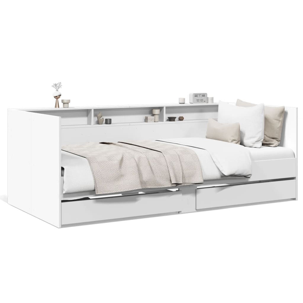 vidaXL Daybed with Drawers without Mattress White 90x200 cm