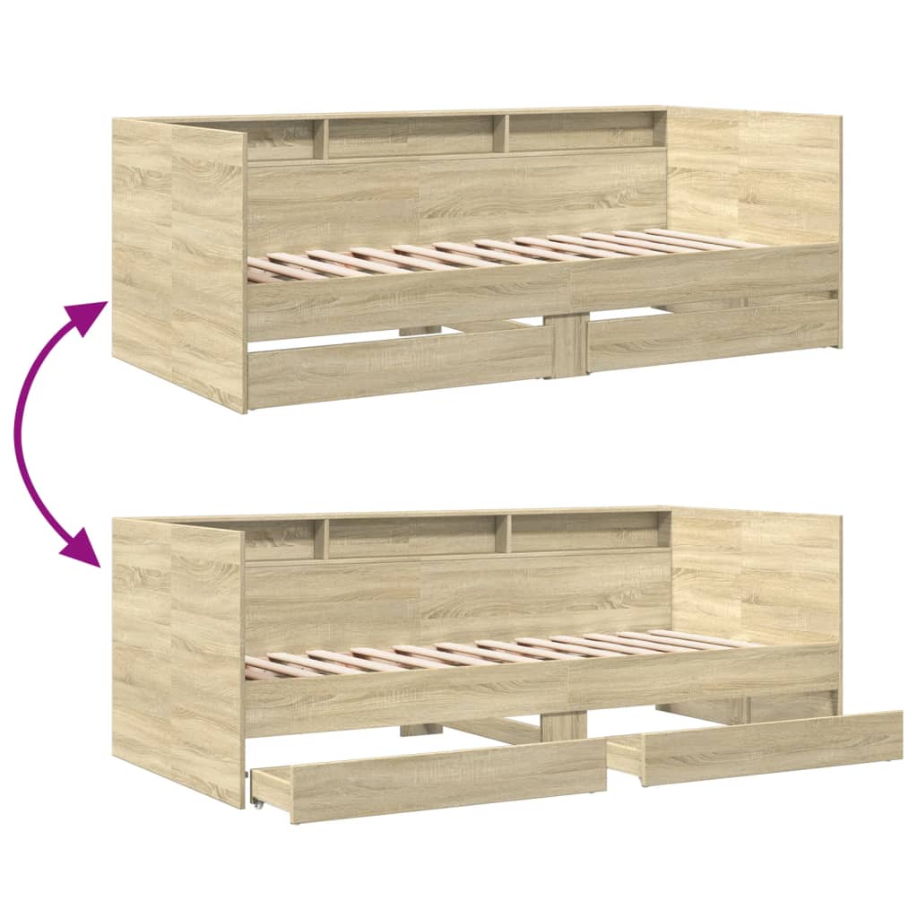 vidaXL Daybed with Drawers without Mattress Sonoma Oak 90x200 cm