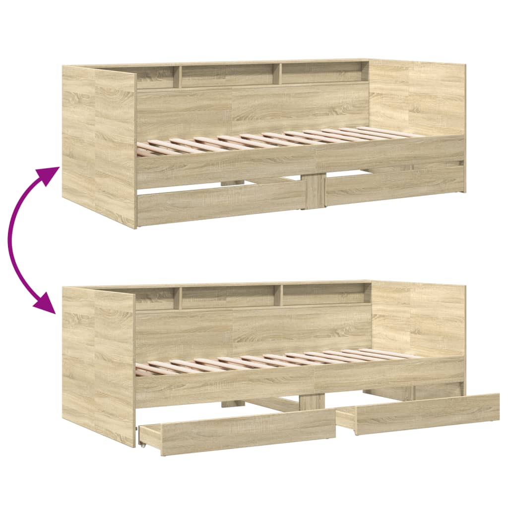 vidaXL Daybed with Drawers without Mattress Sonoma Oak 90x190 cm Single