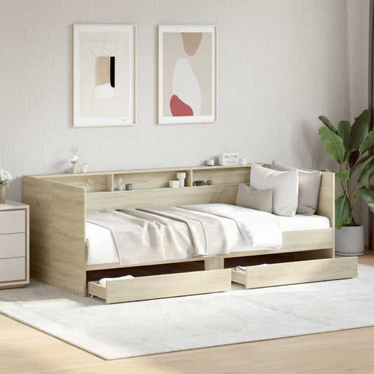 vidaXL Daybed with Drawers without Mattress Sonoma Oak 90x190 cm Single