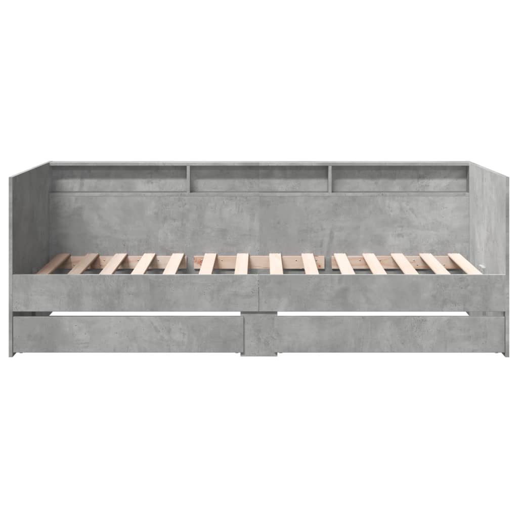 vidaXL Daybed with Drawers without Mattress Concrete Grey 90x190 cm Single