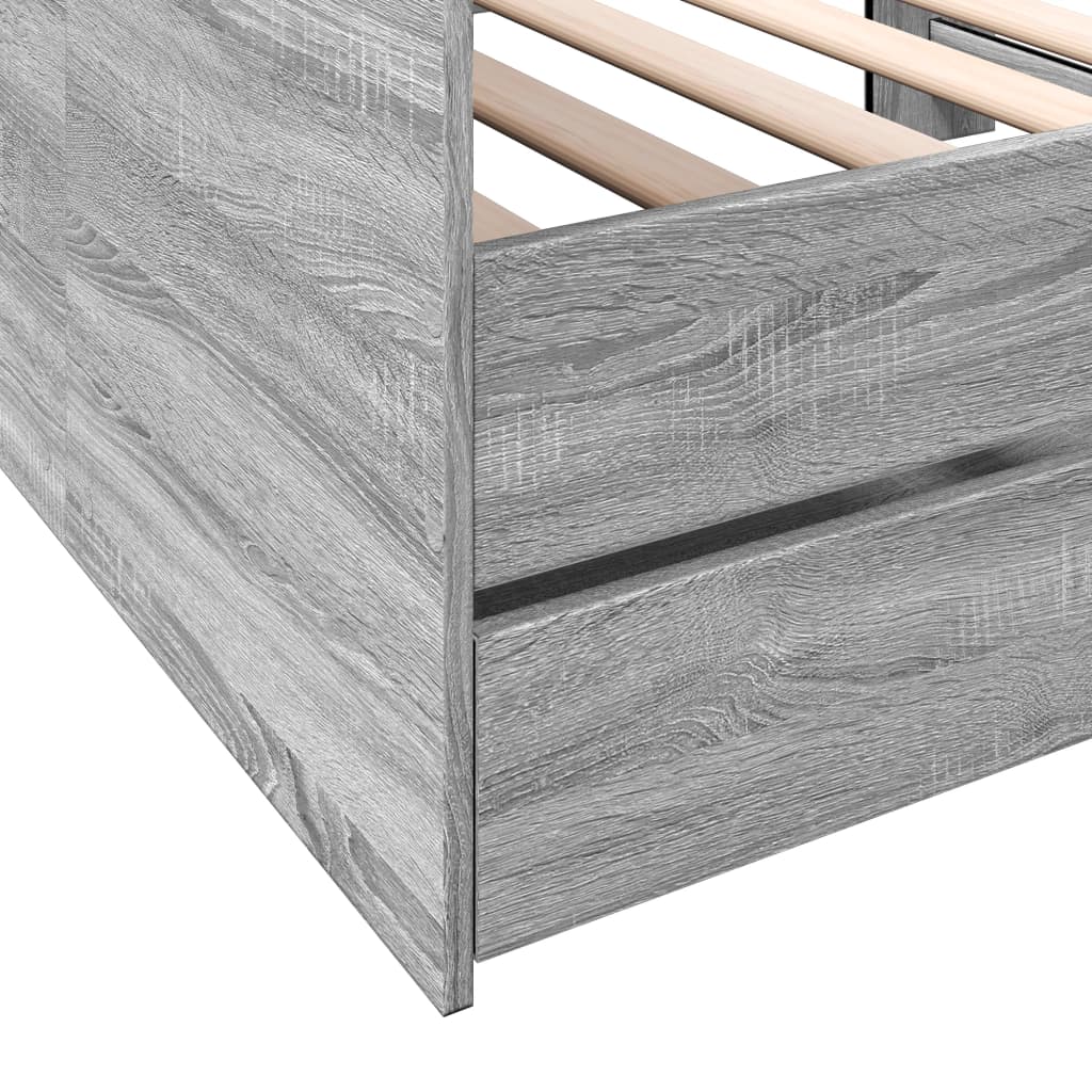 Daybed with Drawers without Mattress Grey Sonoma 90x190 cm Single