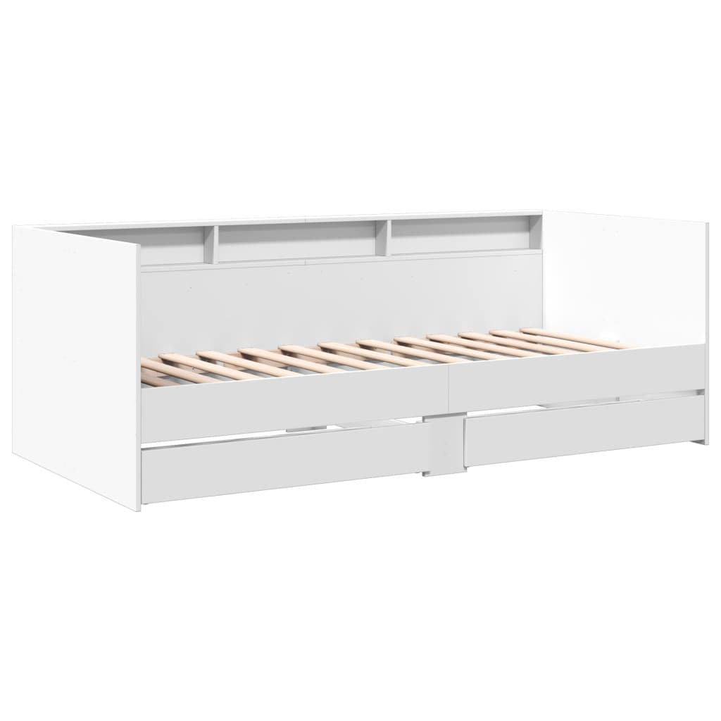 Daybed with Drawers without Mattress White 75x190 cm Small Single
