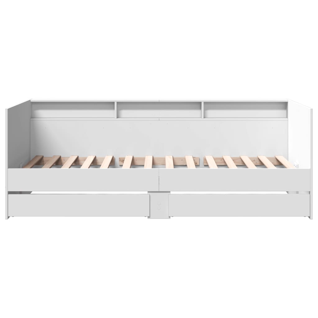 Daybed with Drawers without Mattress White 75x190 cm Small Single