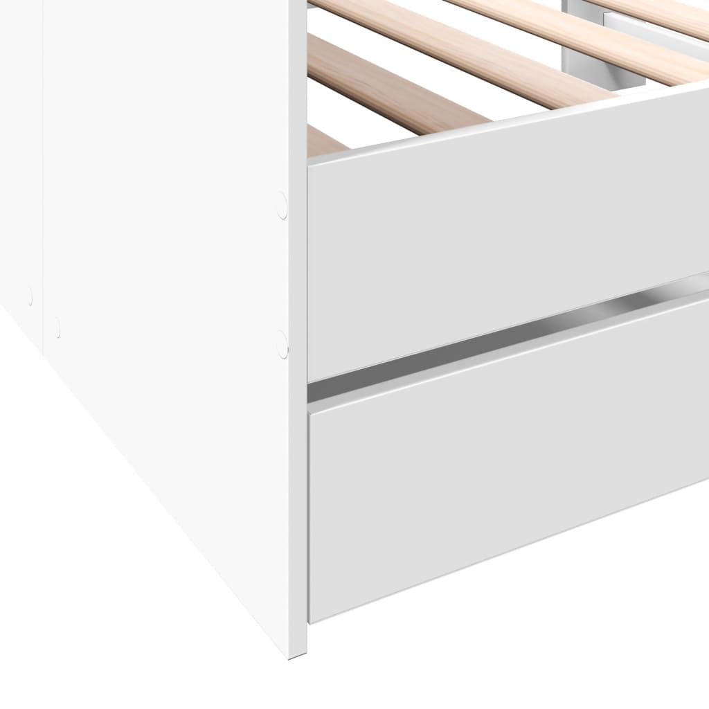 Daybed with Drawers without Mattress White 75x190 cm Small Single