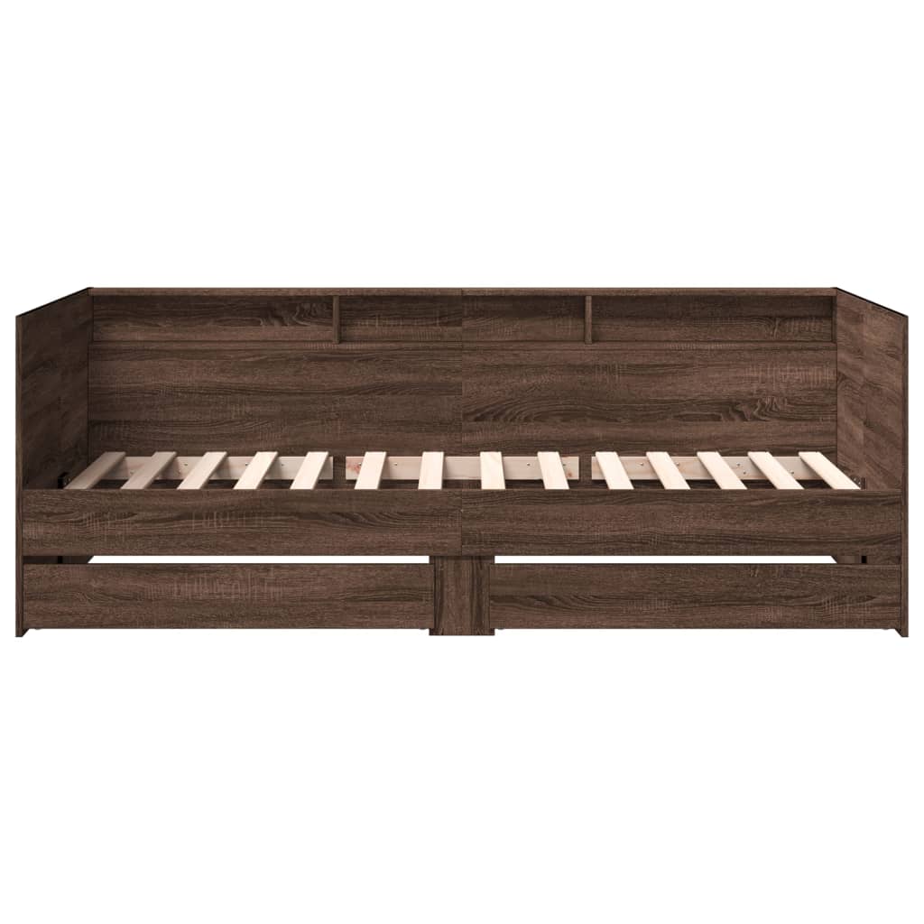 Daybed with Drawers without Mattress Brown Oak 75x190 cm Small Single