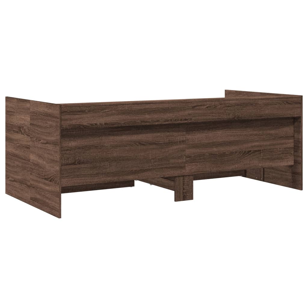 Daybed with Drawers without Mattress Brown Oak 75x190 cm Small Single