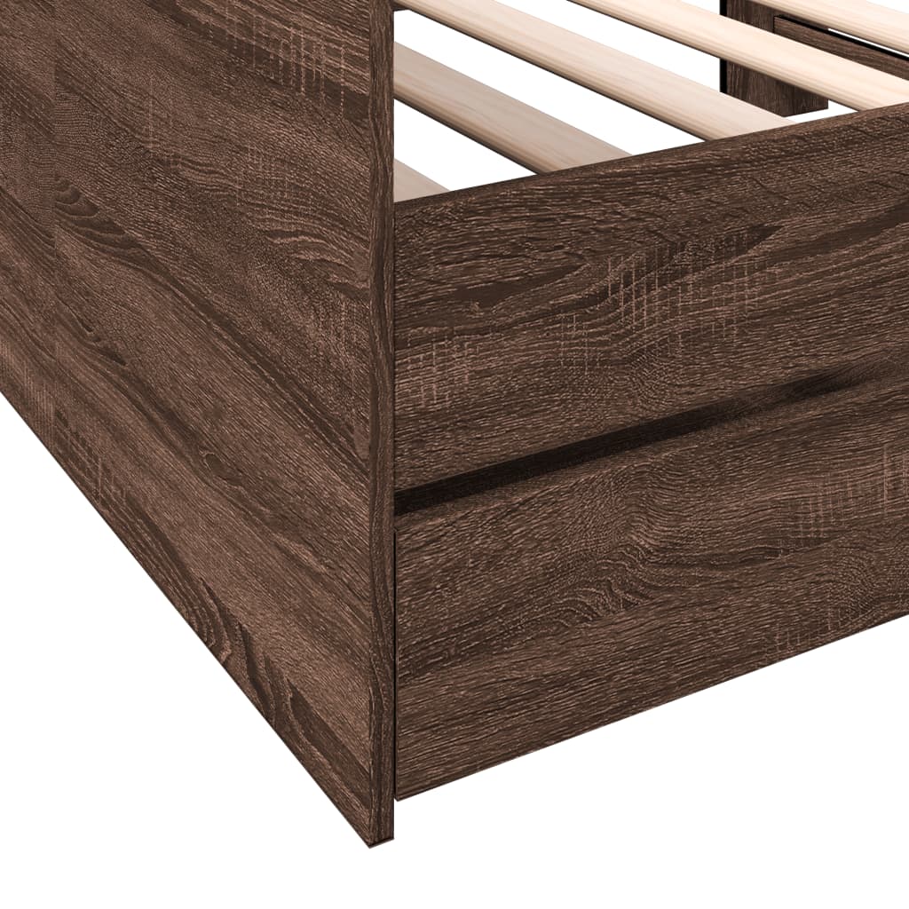 Daybed with Drawers without Mattress Brown Oak 75x190 cm Small Single