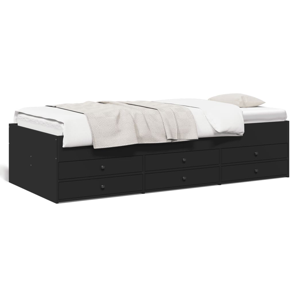 Daybed with Drawers without Mattress Black 100x200 cm