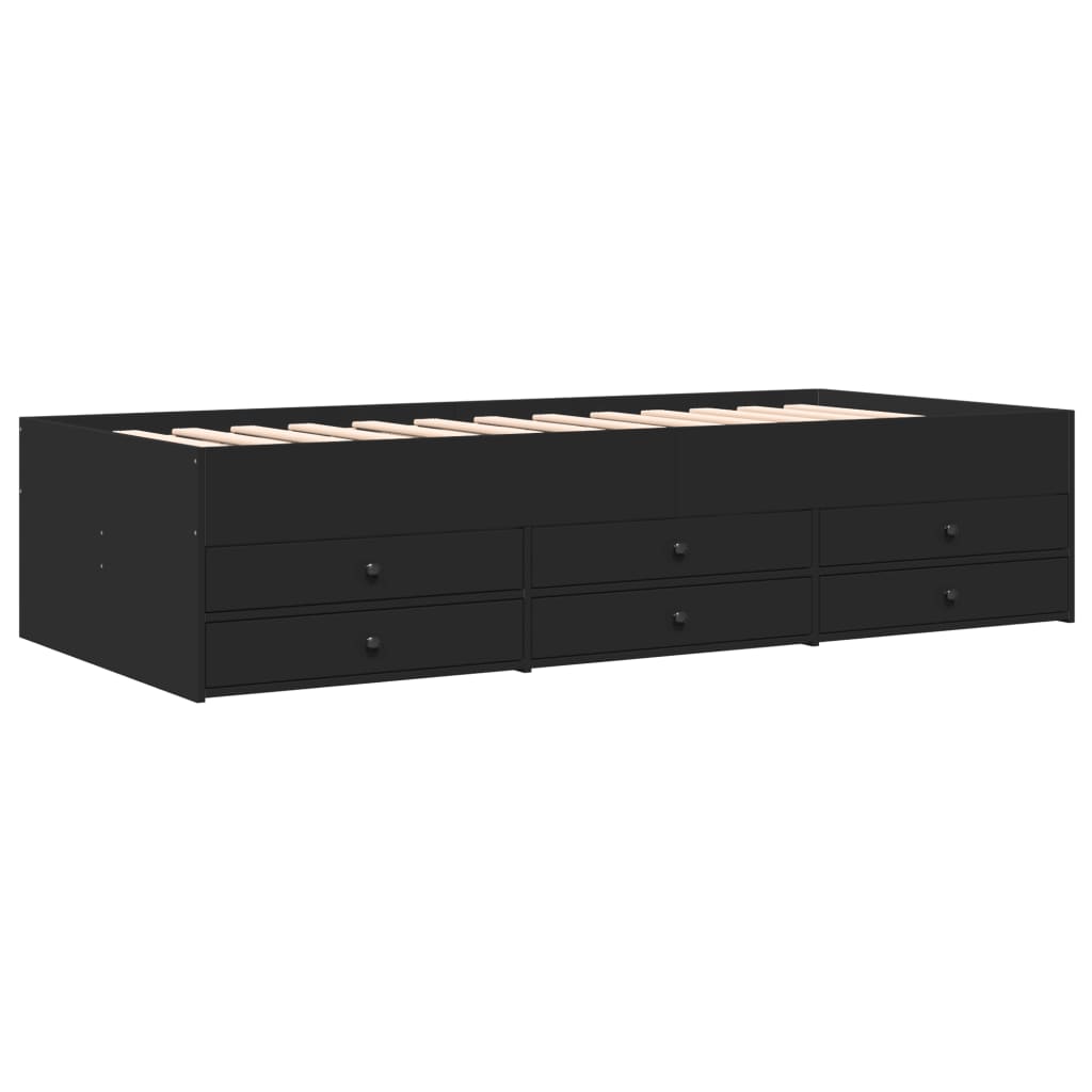 Daybed with Drawers without Mattress Black 100x200 cm