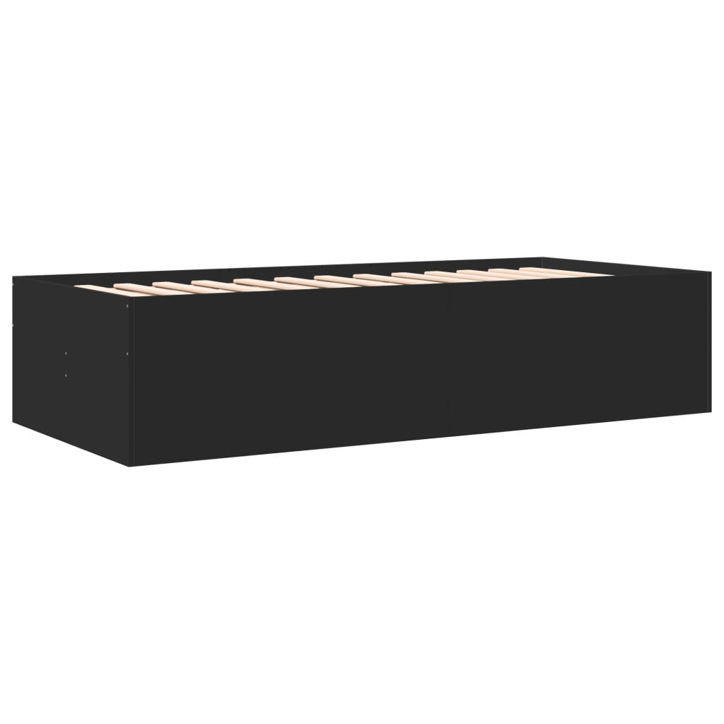 Daybed with Drawers without Mattress Black 100x200 cm