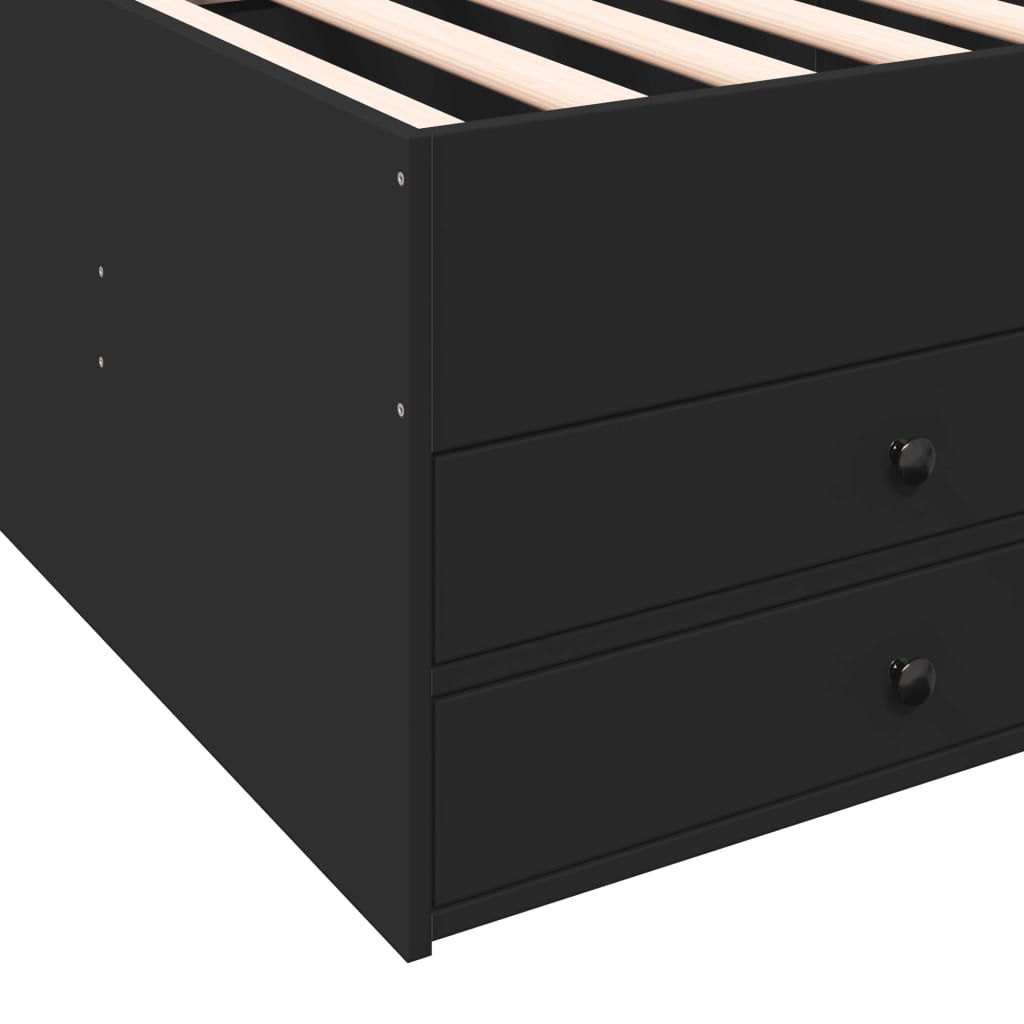 Daybed with Drawers without Mattress Black 100x200 cm