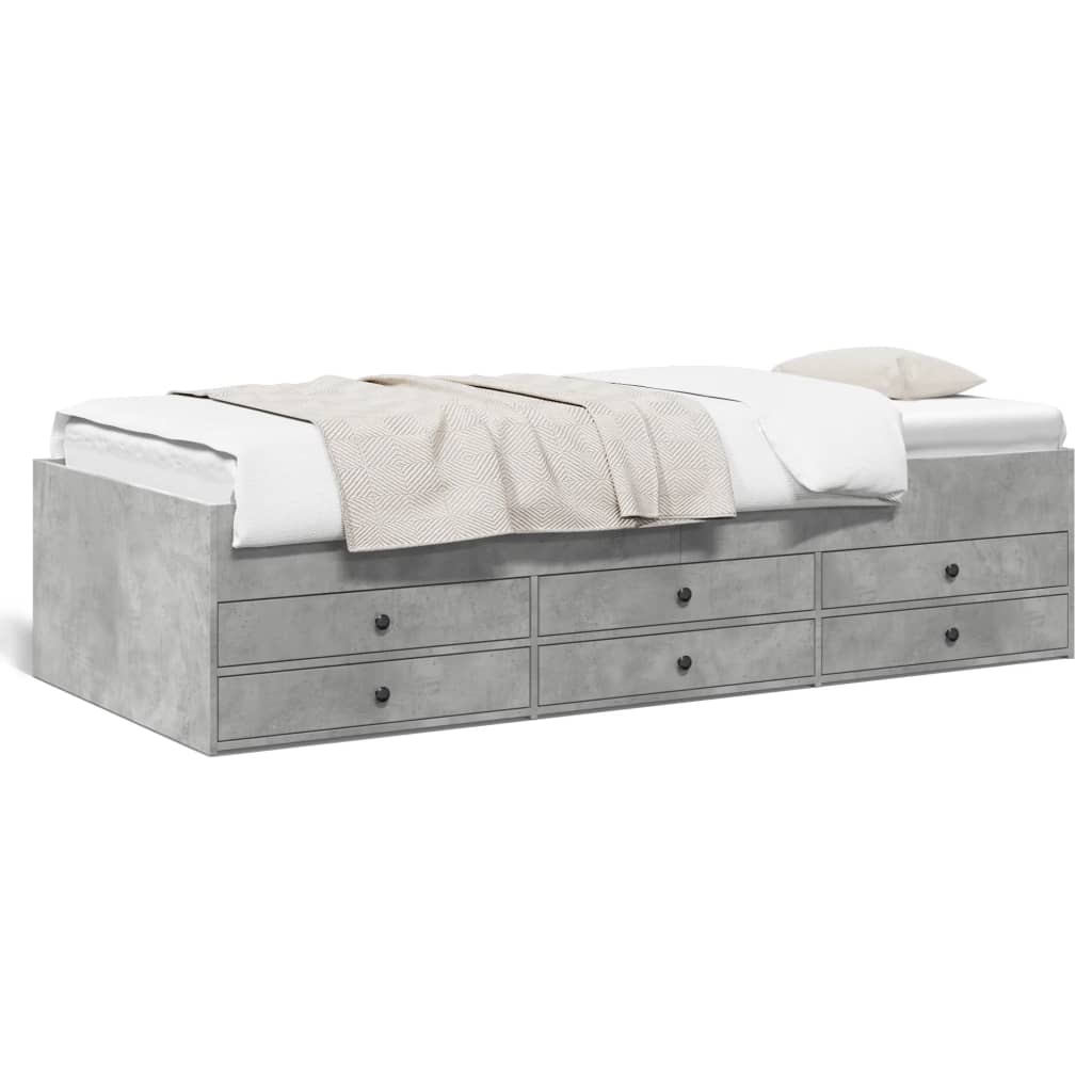 vidaXL Daybed with Drawers without Mattress Concrete Grey 100x200 cm