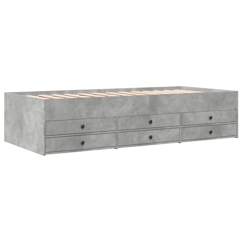 vidaXL Daybed with Drawers without Mattress Concrete Grey 100x200 cm