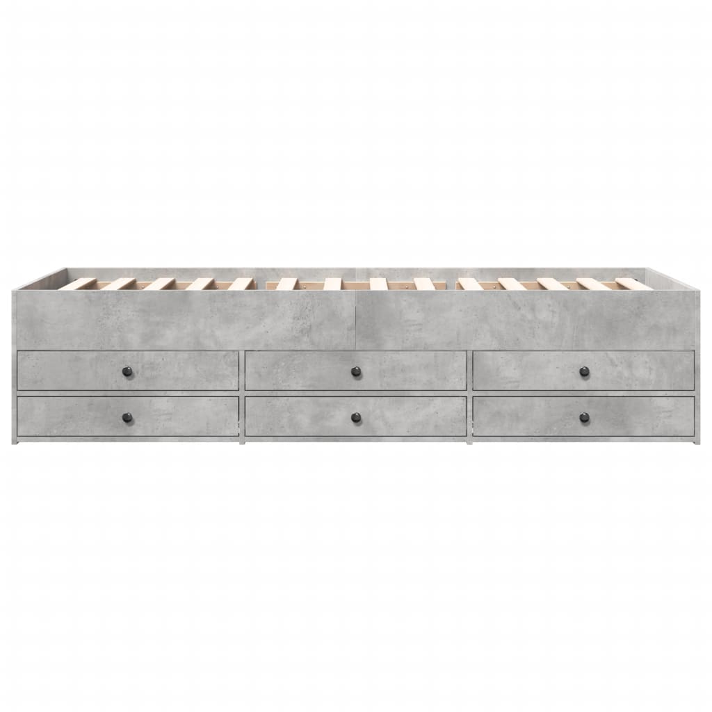 vidaXL Daybed with Drawers without Mattress Concrete Grey 100x200 cm