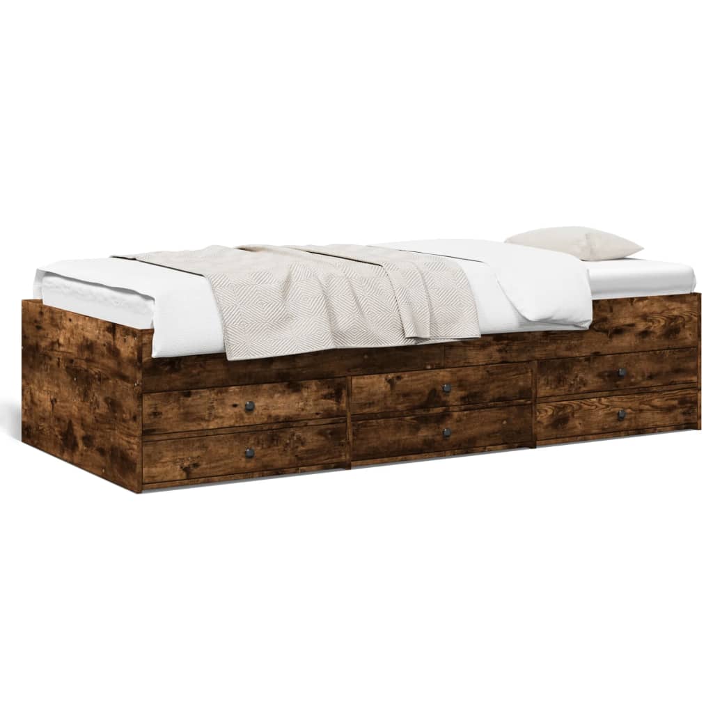 Daybed with Drawers without Mattress Smoked Oak 100x200 cm