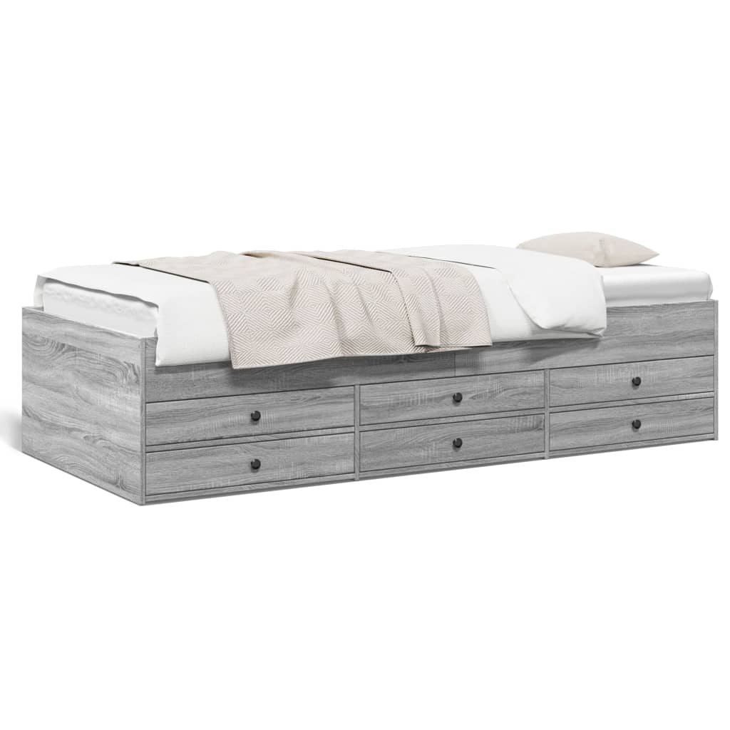Daybed with Drawers without Mattress Grey Sonoma 100x200 cm