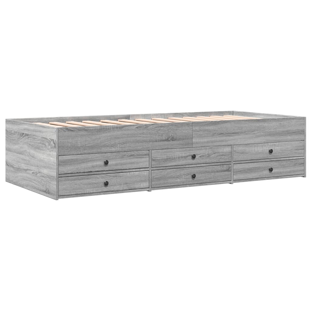 Daybed with Drawers without Mattress Grey Sonoma 100x200 cm