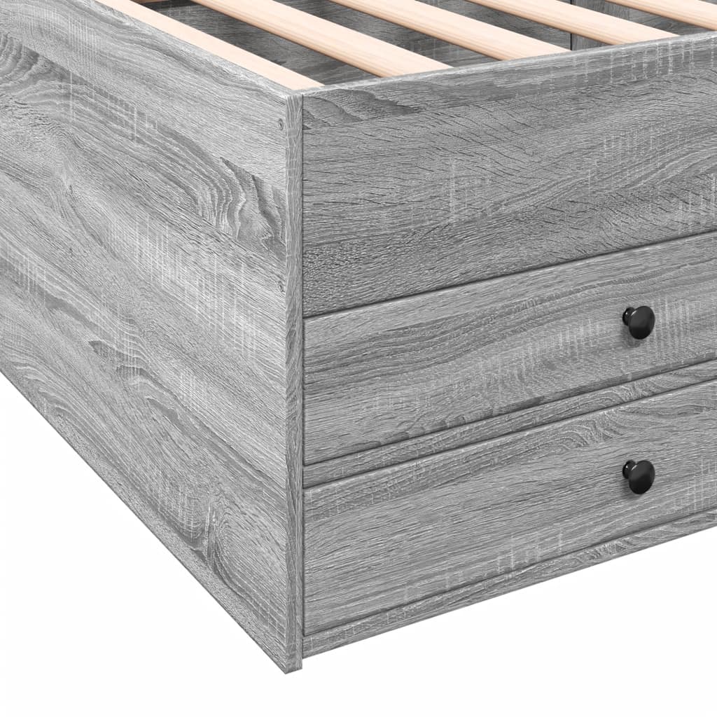 Daybed with Drawers without Mattress Grey Sonoma 100x200 cm