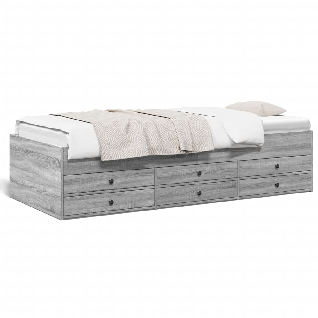 Daybed with Drawers without Mattress Grey Sonoma 90x200 cm