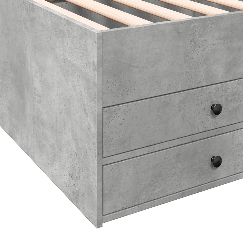 Daybed with Drawers without Mattress Concrete Grey 90x190 cm Single