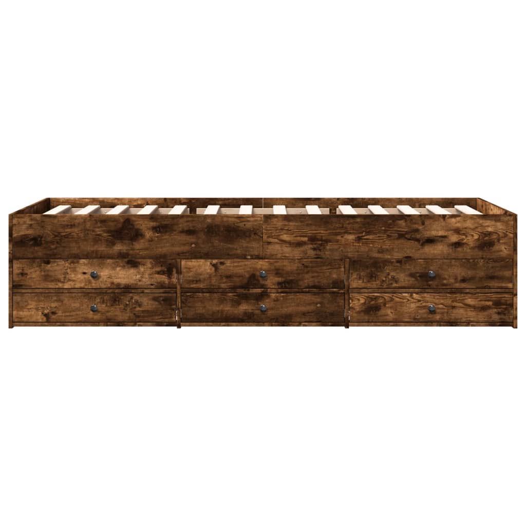 Daybed with Drawers without Mattress Smoked Oak 90x190 cm Single