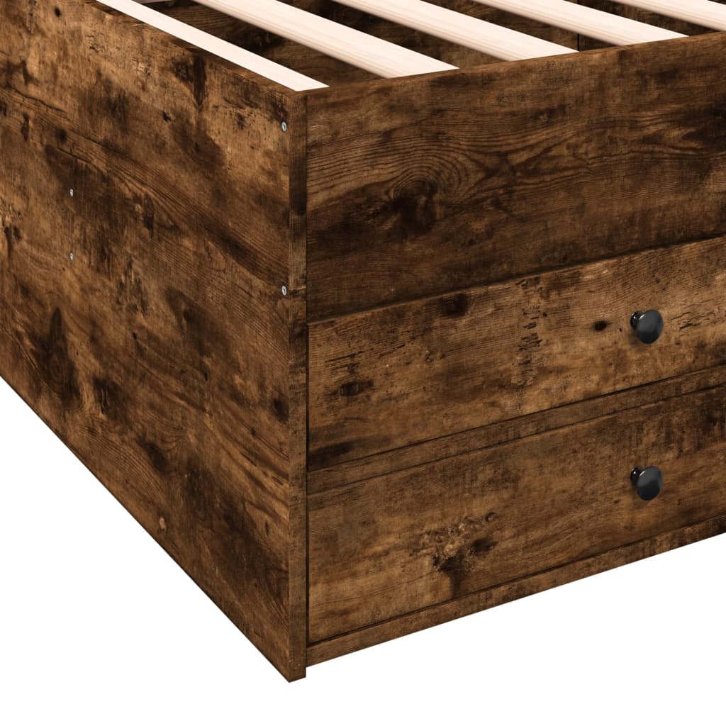 Daybed with Drawers without Mattress Smoked Oak 90x190 cm Single