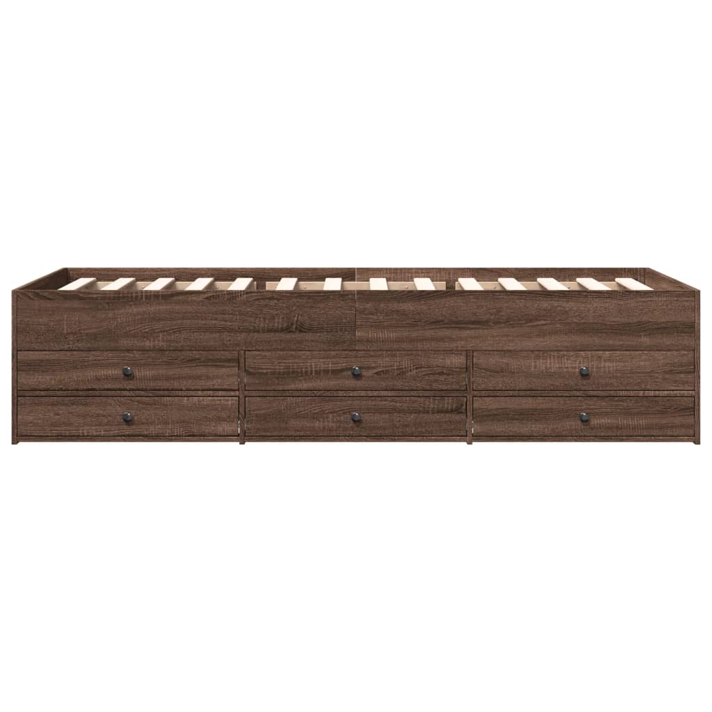 Daybed with Drawers without Mattress Brown Oak 75x190 cm Small Single
