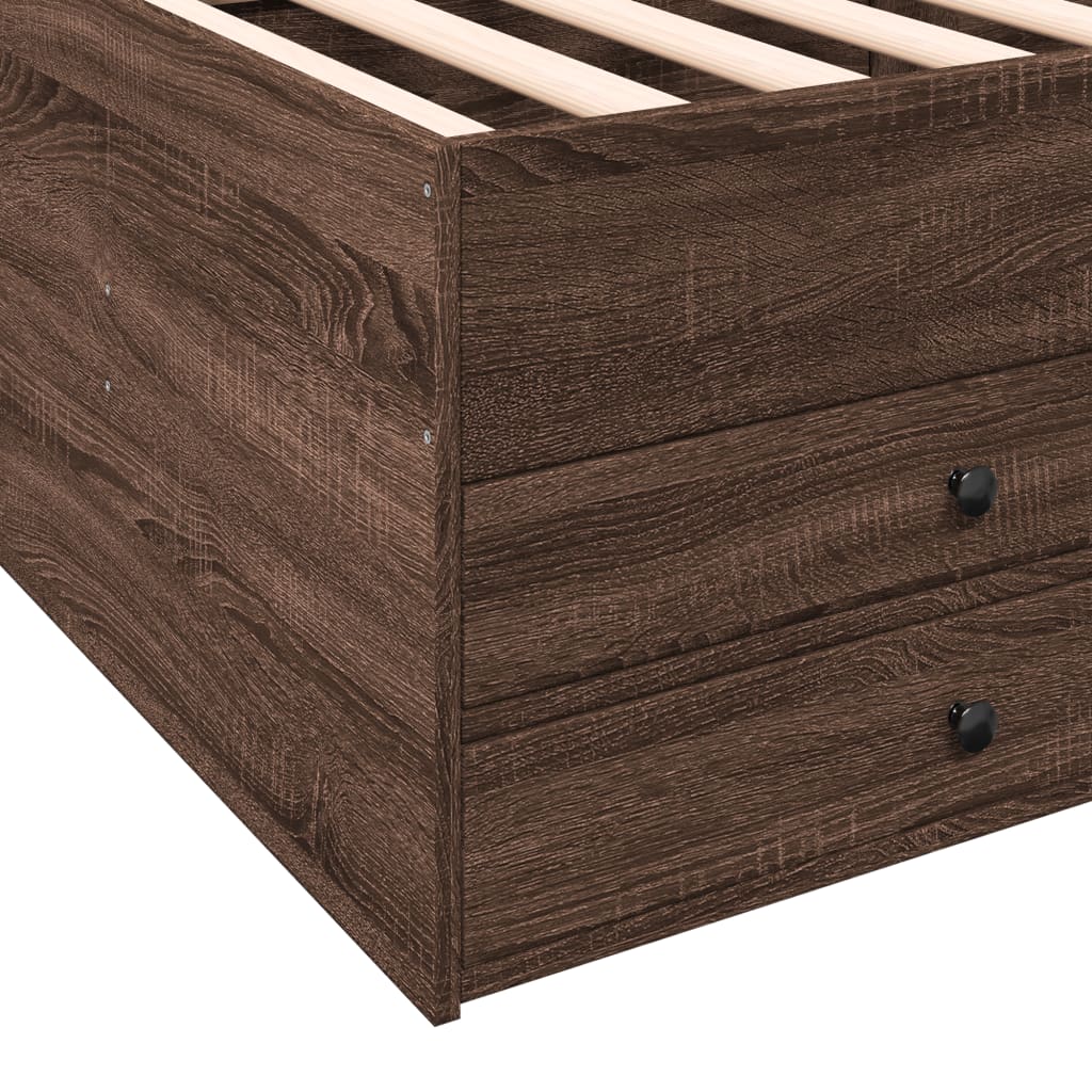 Daybed with Drawers without Mattress Brown Oak 75x190 cm Small Single