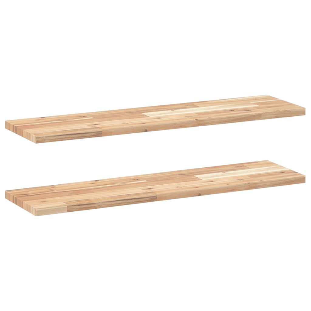 Floating Shelves 2 pcs 80x20x2 cm Untreated Solid Wood Acacia