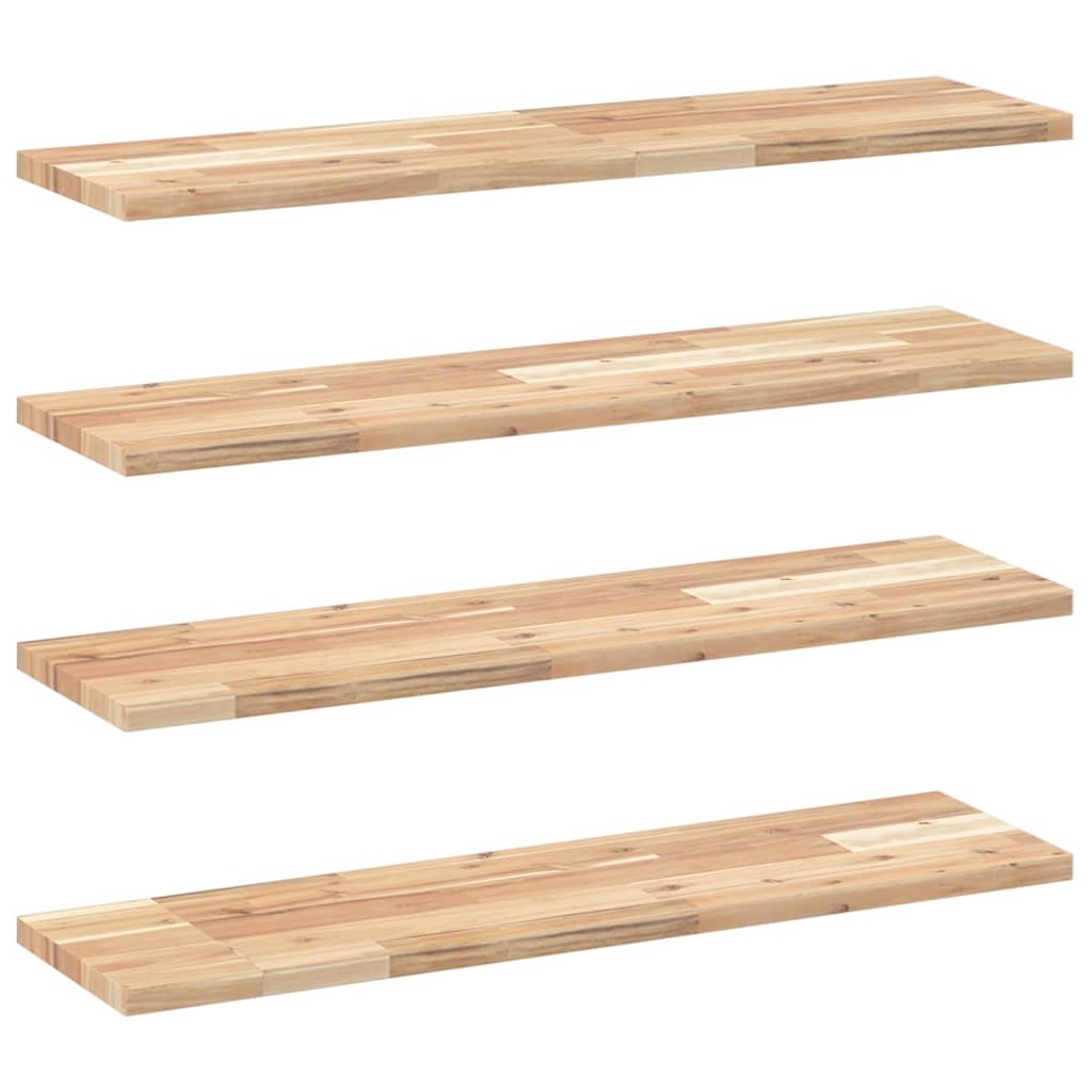 Floating Shelves 4 pcs 80x20x2 cm Untreated Solid Wood Acacia