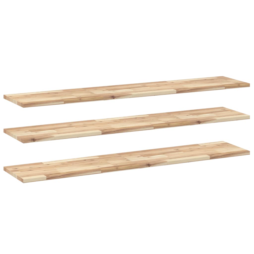 Floating Shelves 3 pcs 120x30x2 cm Untreated Solid Wood Acacia