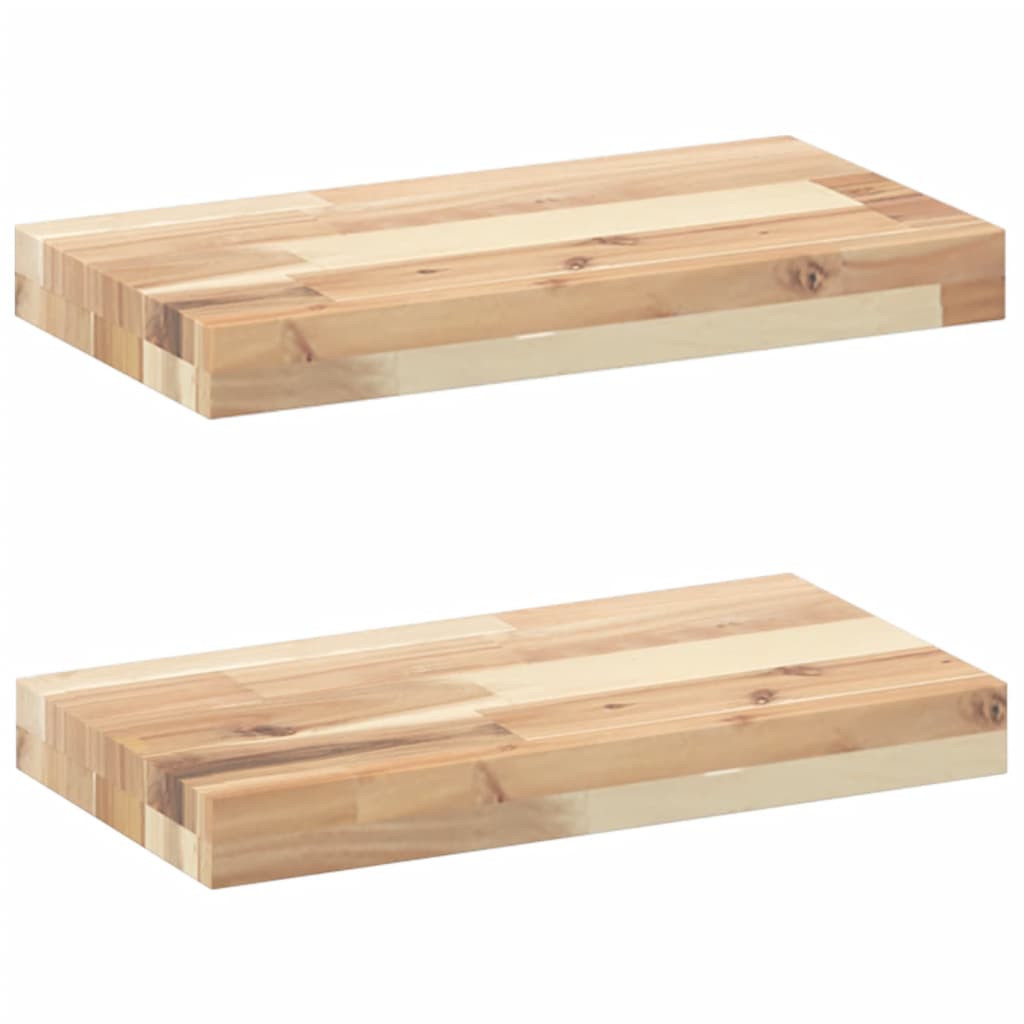 Floating Shelves 2 pcs 60x20x4 cm Untreated Solid Wood Acacia