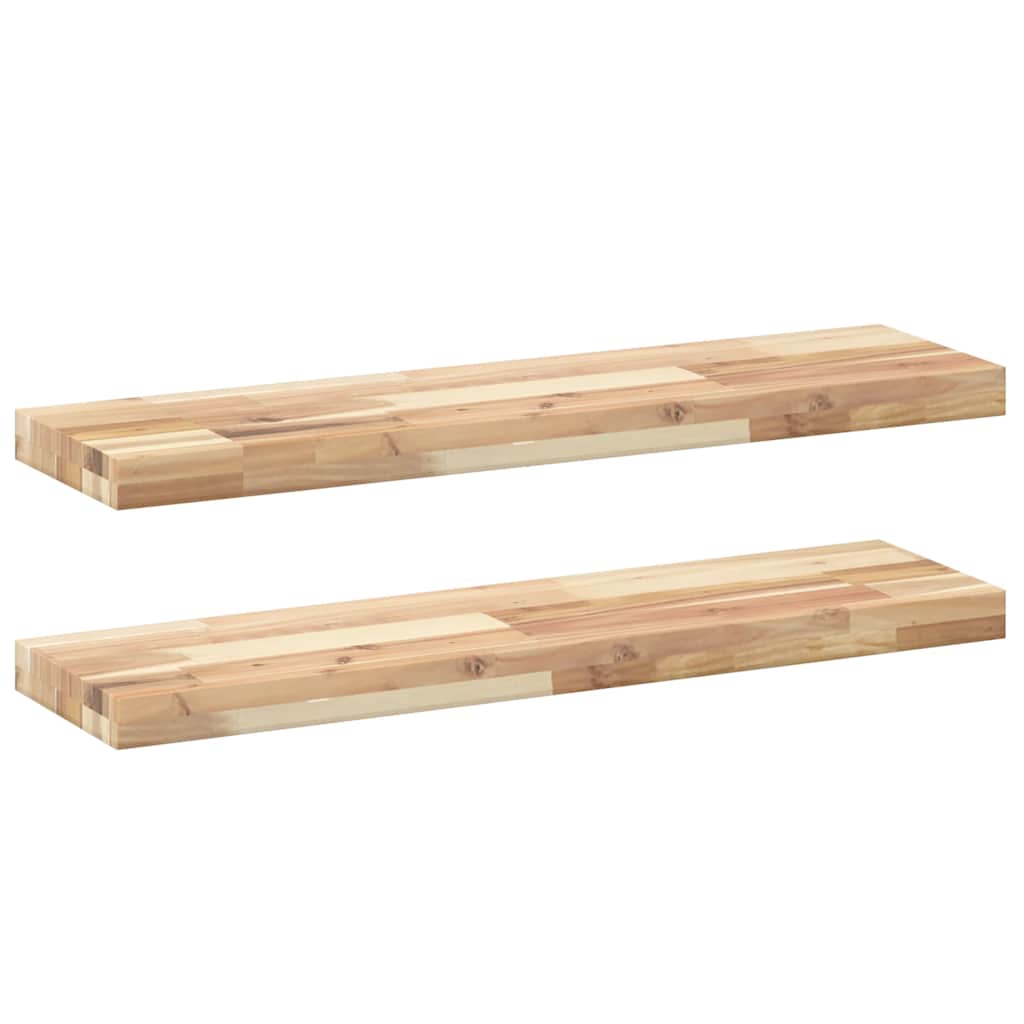 Floating Shelves 2 pcs 100x20x4 cm Untreated Solid Wood Acacia