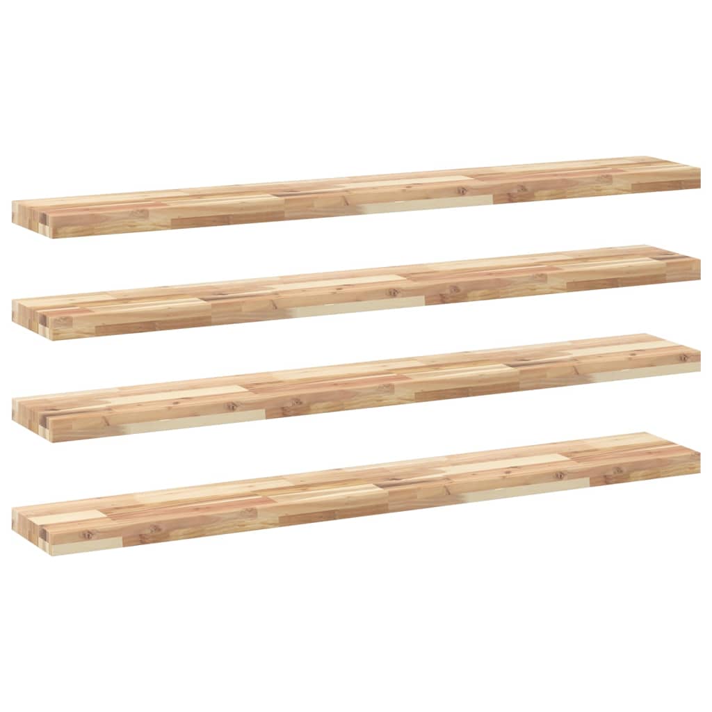 Floating Shelves 4 pcs 120x20x4 cm Untreated Solid Wood Acacia