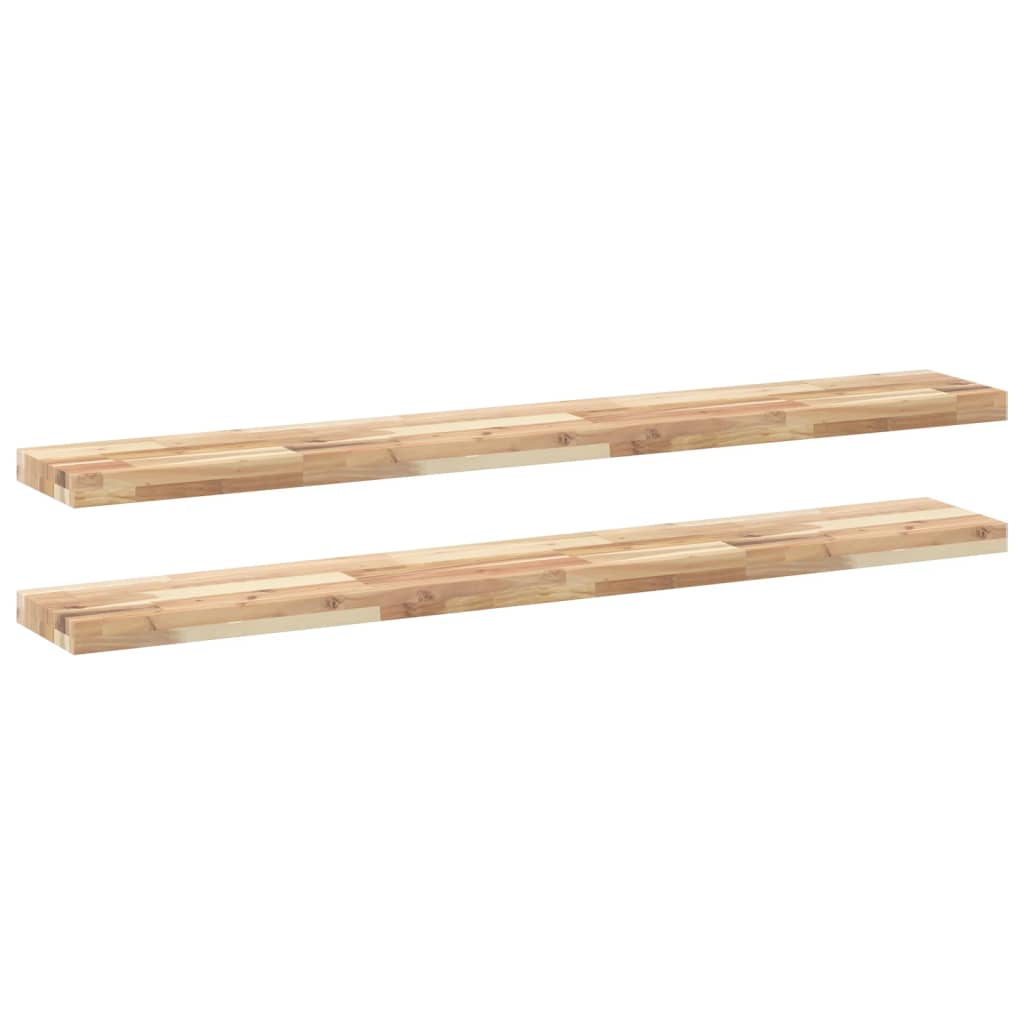 Floating Shelves 2 pcs 160x20x4 cm Untreated Solid Wood Acacia