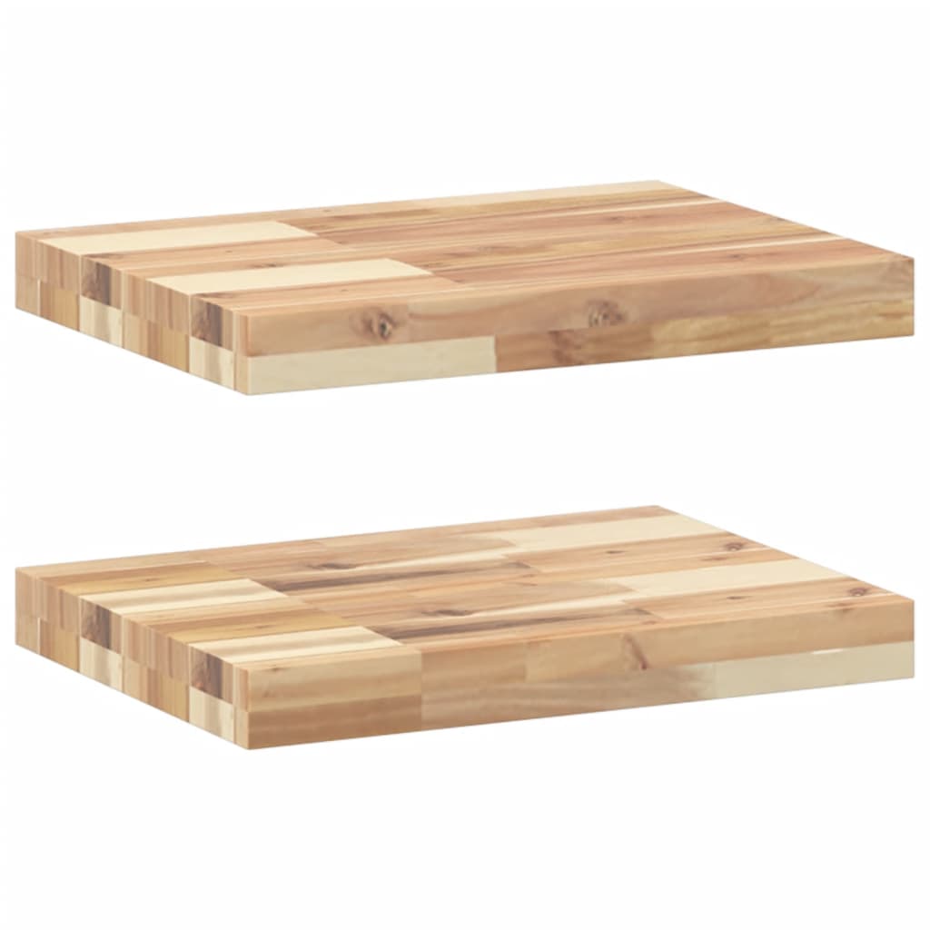 Floating Shelves 2 pcs 60x30x4 cm Untreated Solid Wood Acacia